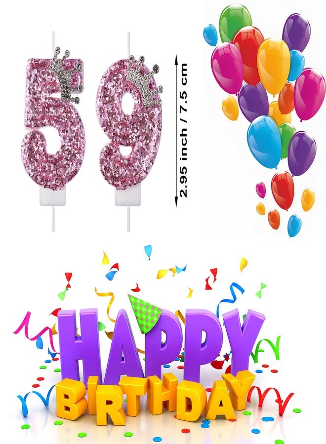VSHILI 59 95 Birthday Candles, 59th 95th Cake Candles, Pink Birthday Number 59 95 Candles Cake Topper Decorations for Party Men Women - Image 2